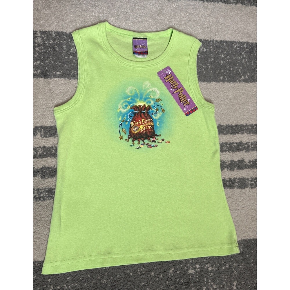 Bertie Bott Y2k shirt tank‎ top Large Green Harry Potter NWT Glitter Official